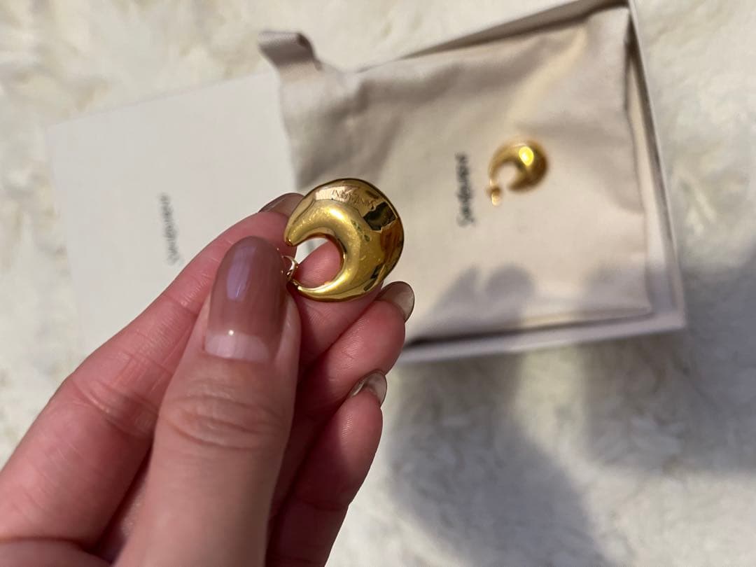 美品】SAINT LAURENT ゴールド フープピアス 正規品 - アクセサリー