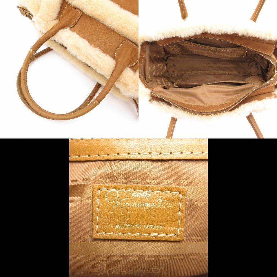 超美品 銀座かねまつ ムートンバッグ レザー 30-25120403