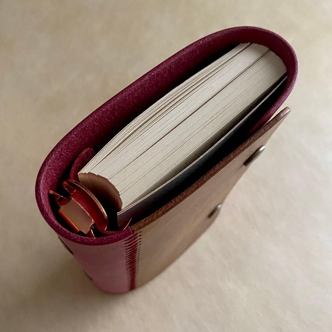 自由手帳 ミニ6 ブラウン×ラズベリー