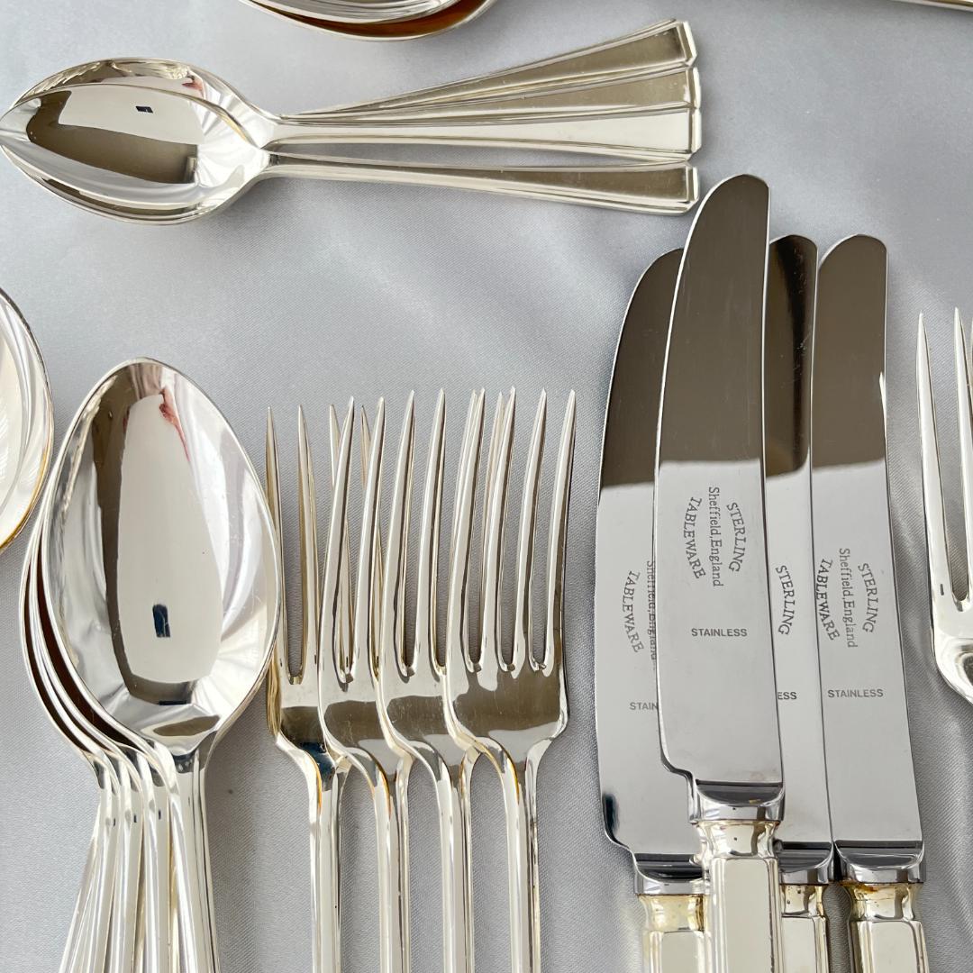 英国】 アールデコ ディナーセット 4名用30本組 A1プレート