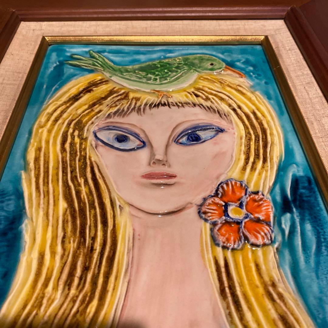 ヴィンテージ SEYEI / セーエー陶器　セーエードリーム　乙女と鳥のオブジェ