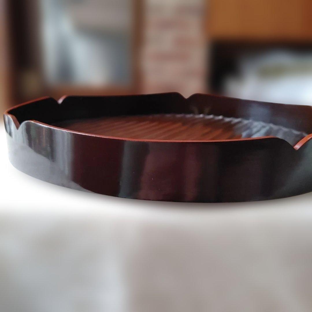 花形盆 真塗 木製 茶道具 約29cm