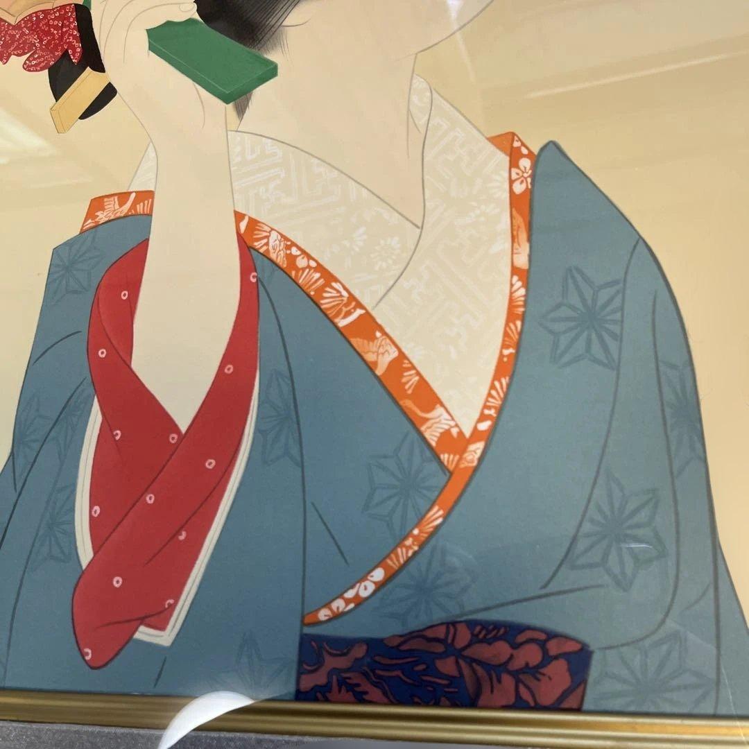 伊東 深水「羽子」リルトグラフ版画 横69センチ✖️縦66センチ厚み5センチ