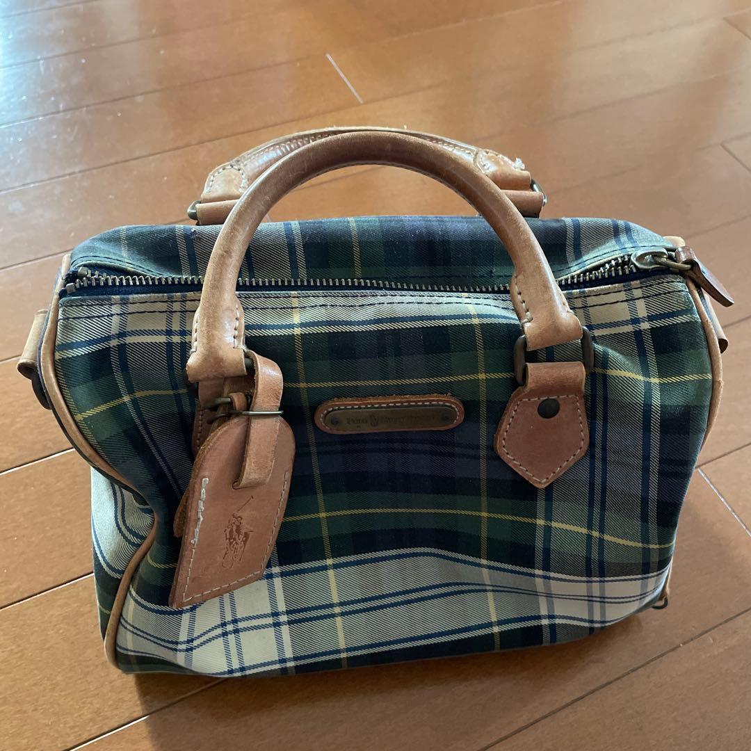 Polo Ralph Lauren チェック柄ボストンバッグ小 - メルカリ