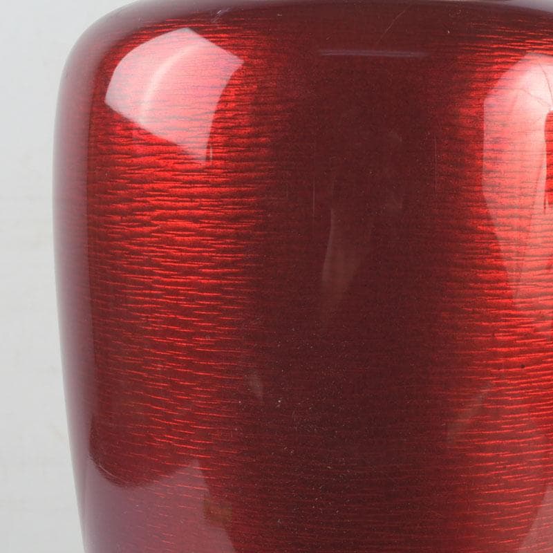 七宝焼　赤透釉　四君子文　花瓶　V　9699A