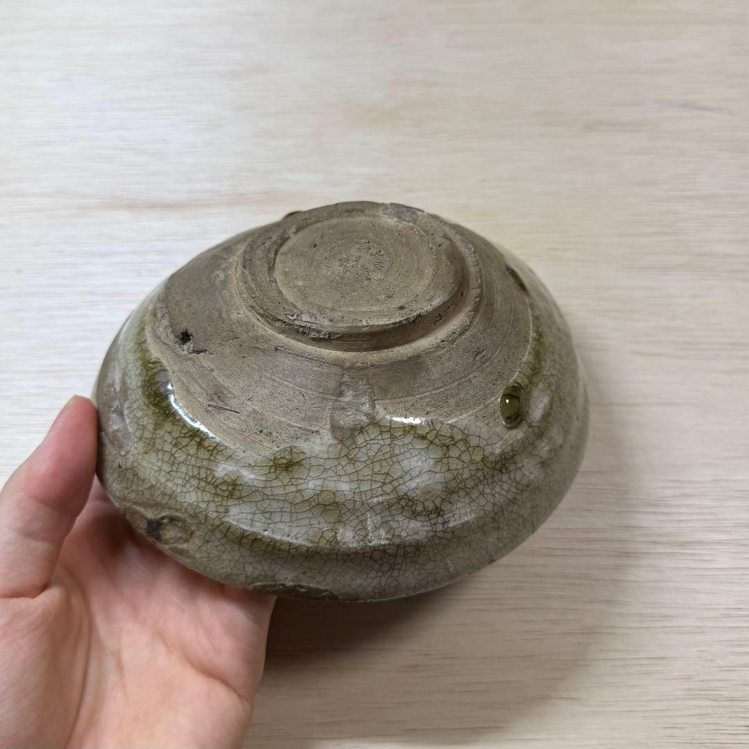 古瀬戸 灰釉 平茶碗 室町時代 茶碗 山茶碗 古美術 骨董 古美濃