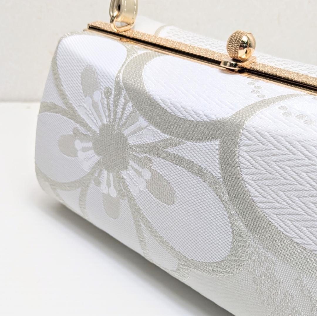 和装 草履 バッグ セット 帯地 梅 白 金 ゴールド フリーサイズ u94-1