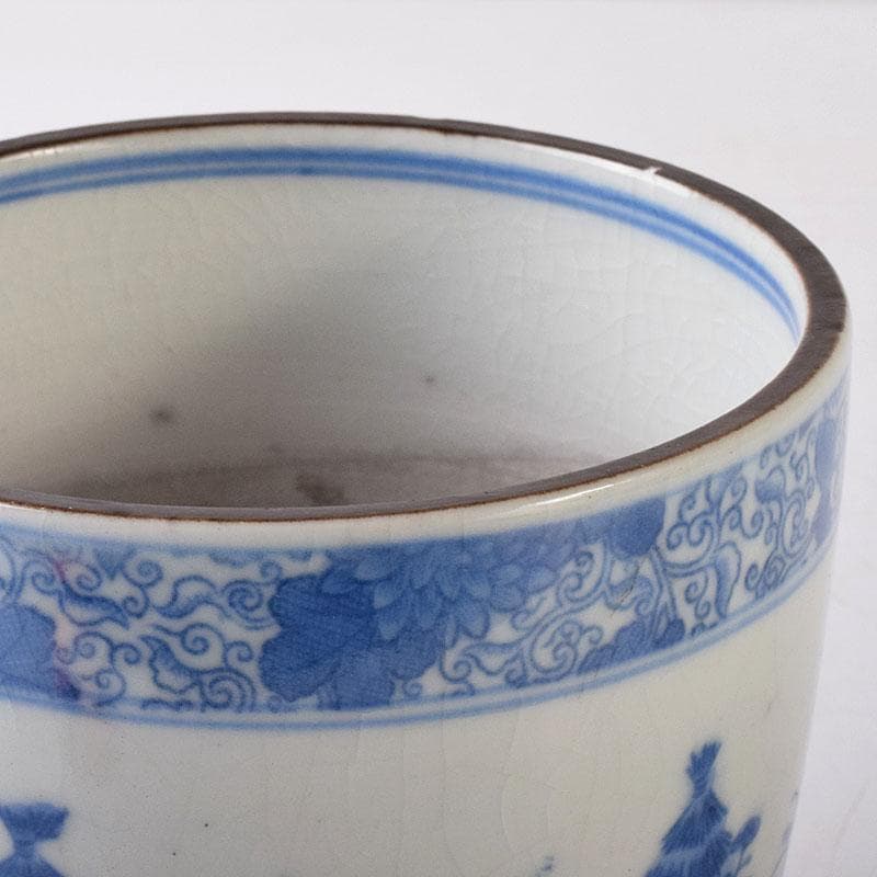 瀬戸焼 古瀬戸 染付秋草文 三つ足香炉 火入れ V R7933