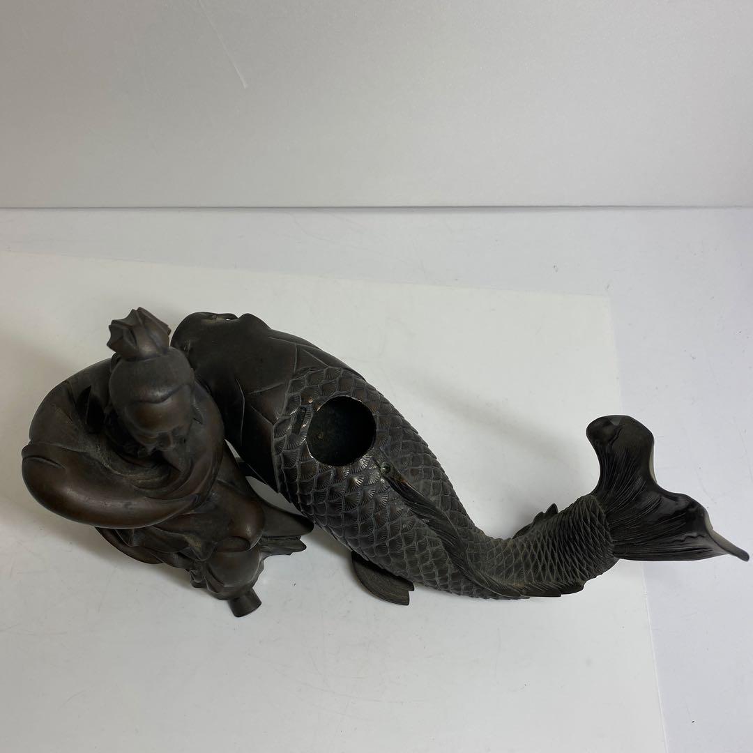 古銅 鯉仙人 大香炉 3859g トコサ 東さ7-1207②
