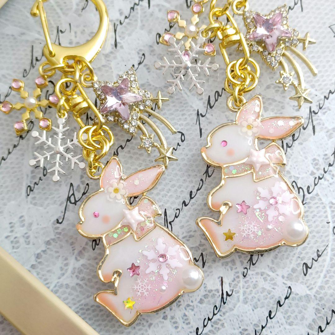 ☆雪傘と白雪キツネ☆　他レジンキーホルダー計4点