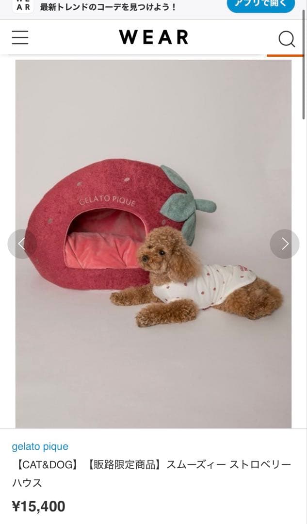 ジェラピケ GELATO PIQUE いちご型ハウス ペットベット 犬猫用 - メルカリ