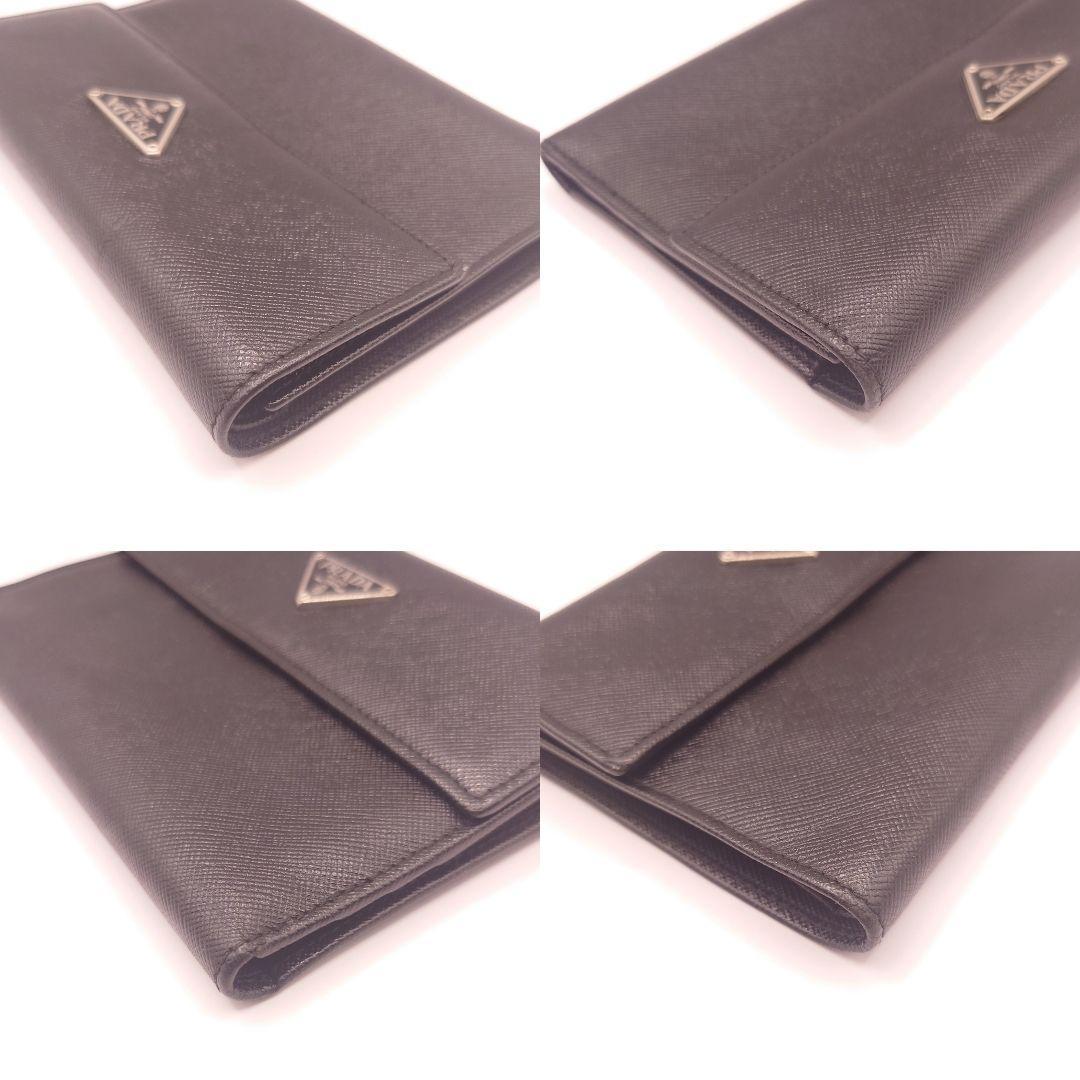 ☆PRADA（プラダ）三角ロゴプレート 三つ折り長財布 サフィアーノ ブラック