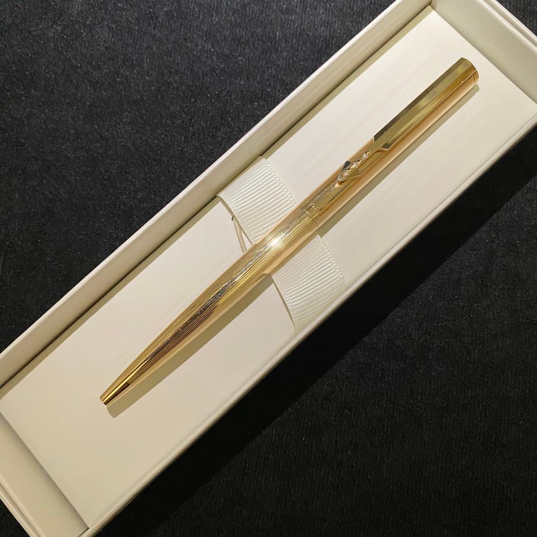 美品】 PARKER パーカーボールペン アロー ゴールド 3連ダイヤ？装飾