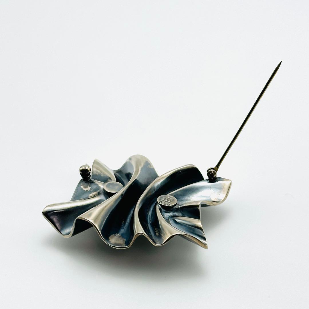 GEORG JENSEN 399 ギャザー シルバーブローチ 925 燻 コンビ