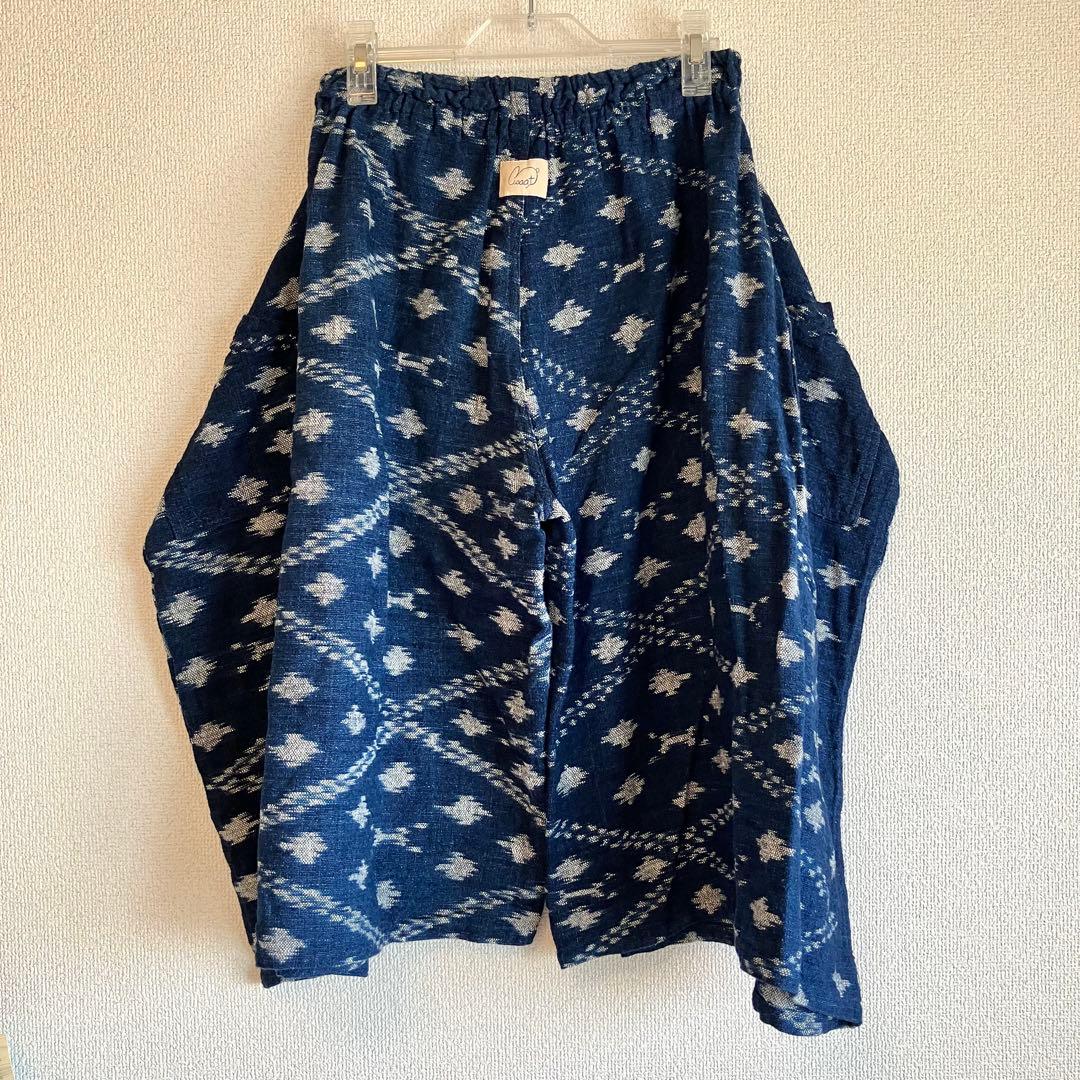 sorairo様専用☆うさとの服 藍染風・ヘンプ混 イカパンツ／巻きスカート風