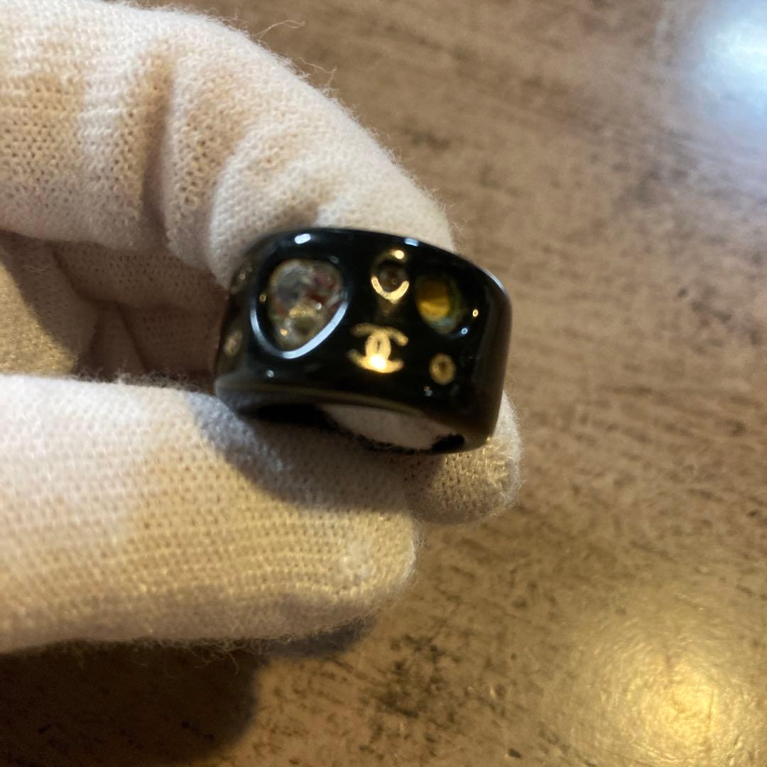 CHANELリング.ヴィンテージ★ココマーク.ハートモチーフラインストーン