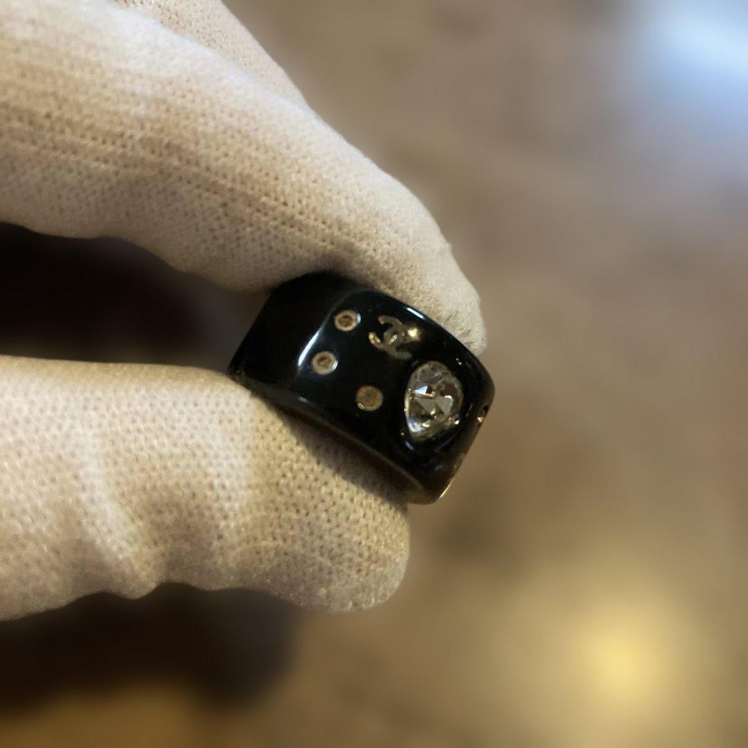 CHANELリング.ヴィンテージ★ココマーク.ハートモチーフラインストーン