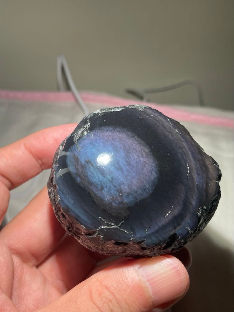 研磨品　十勝石玲瓏　ブルー、パープルシラー　レインボーオブシディアン　特級品