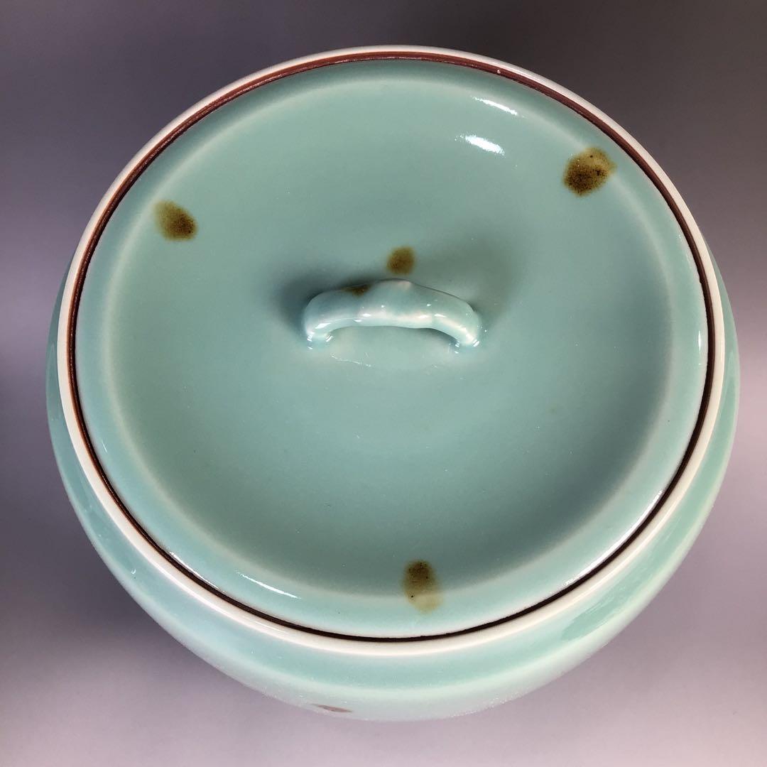 Ｍ１４６　皆具　『平安祥堂造』『飛青磁』『水指　建水　蓋置　杓立』　共箱　茶道具