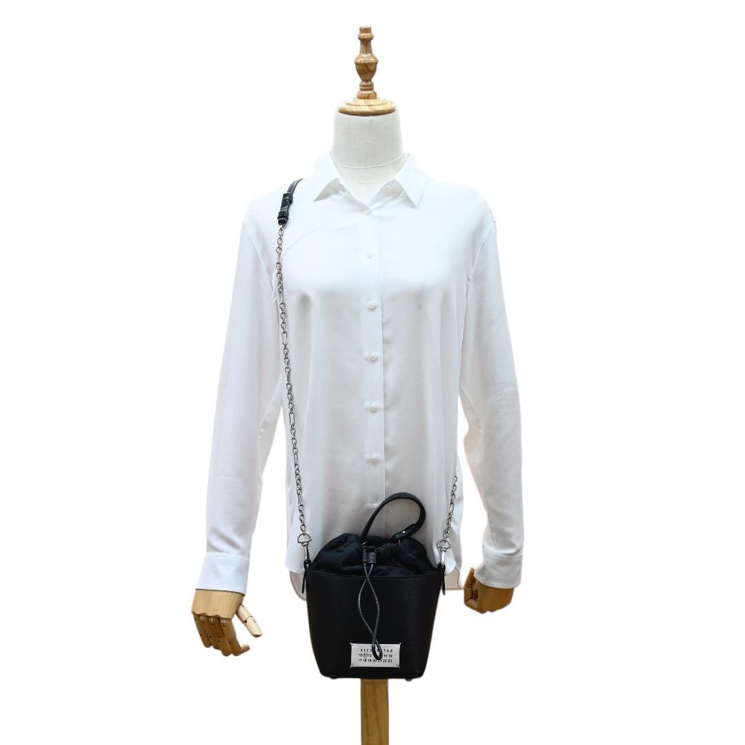 【美品】メゾンマルジェラ ブラック ショルダーバッグ 5ACバケットバッグ