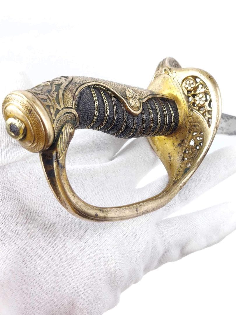 旧日本軍サーベル波模様の装飾付き刀指揮刀模造刀儀礼刀軍刀