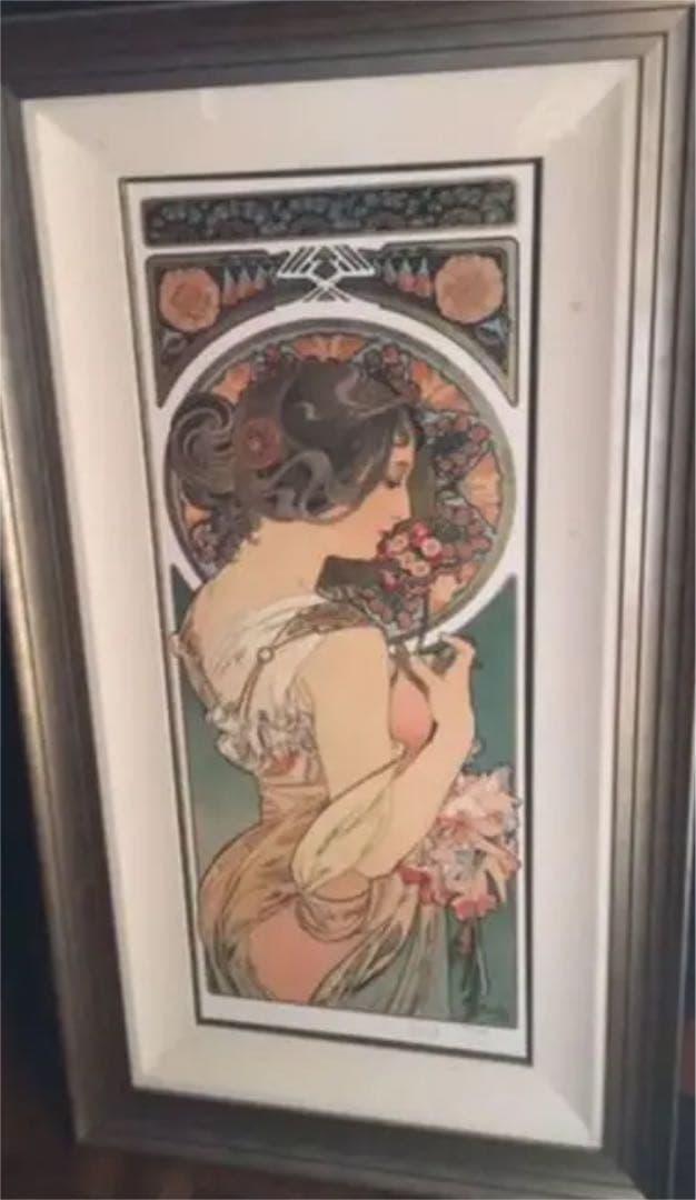 大型絵画 ミュシャ【桜草と羽根】「桜草」絵画 ジークレー ミュシャ