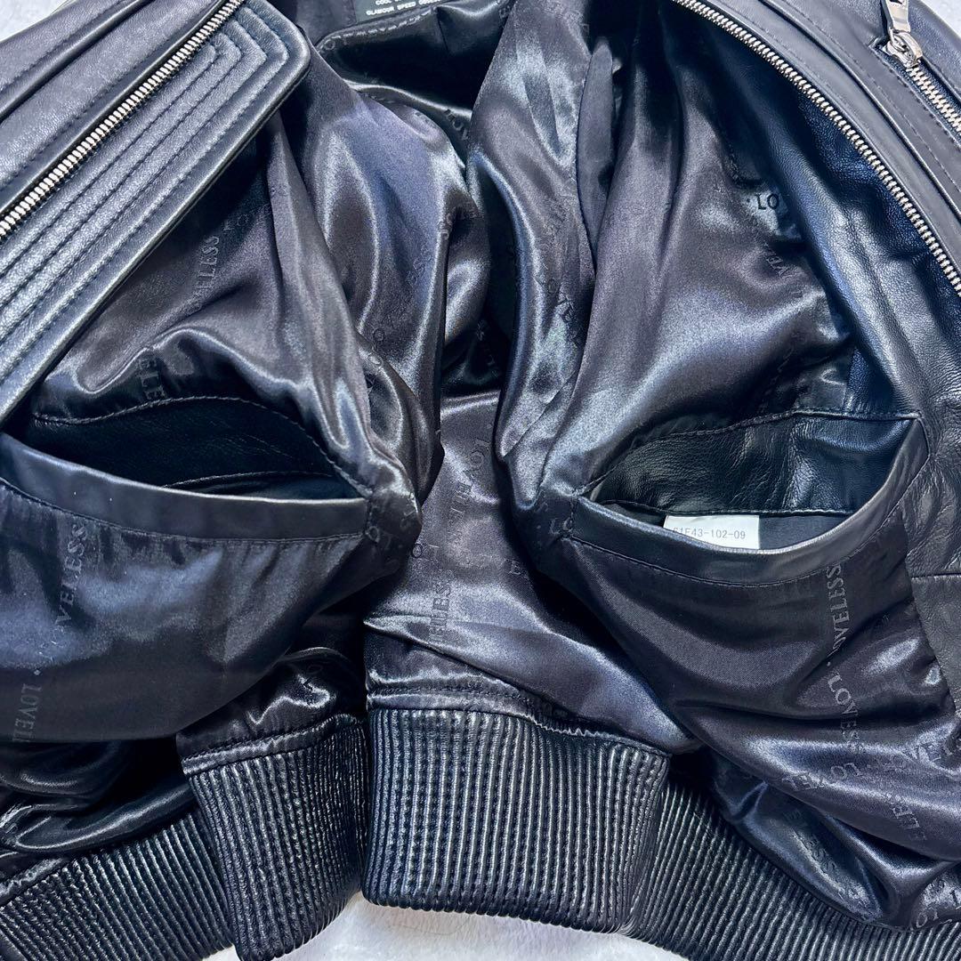 LOVELESS シングルライダース MA-1 羊革 スタッズ ブラックの通販はau