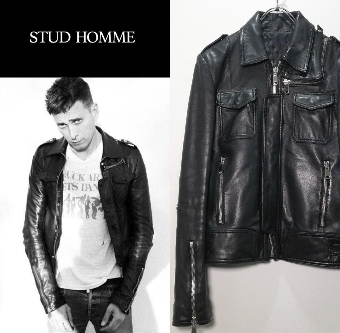 希少 stud homme スタッドオム Lジップレザーライダース