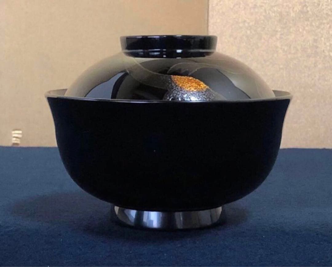 輪島塗 金 蒔絵 扇面 蓋付 椀 吸物椀 竹 梅 木箱 伝統工芸 輪島塗 金