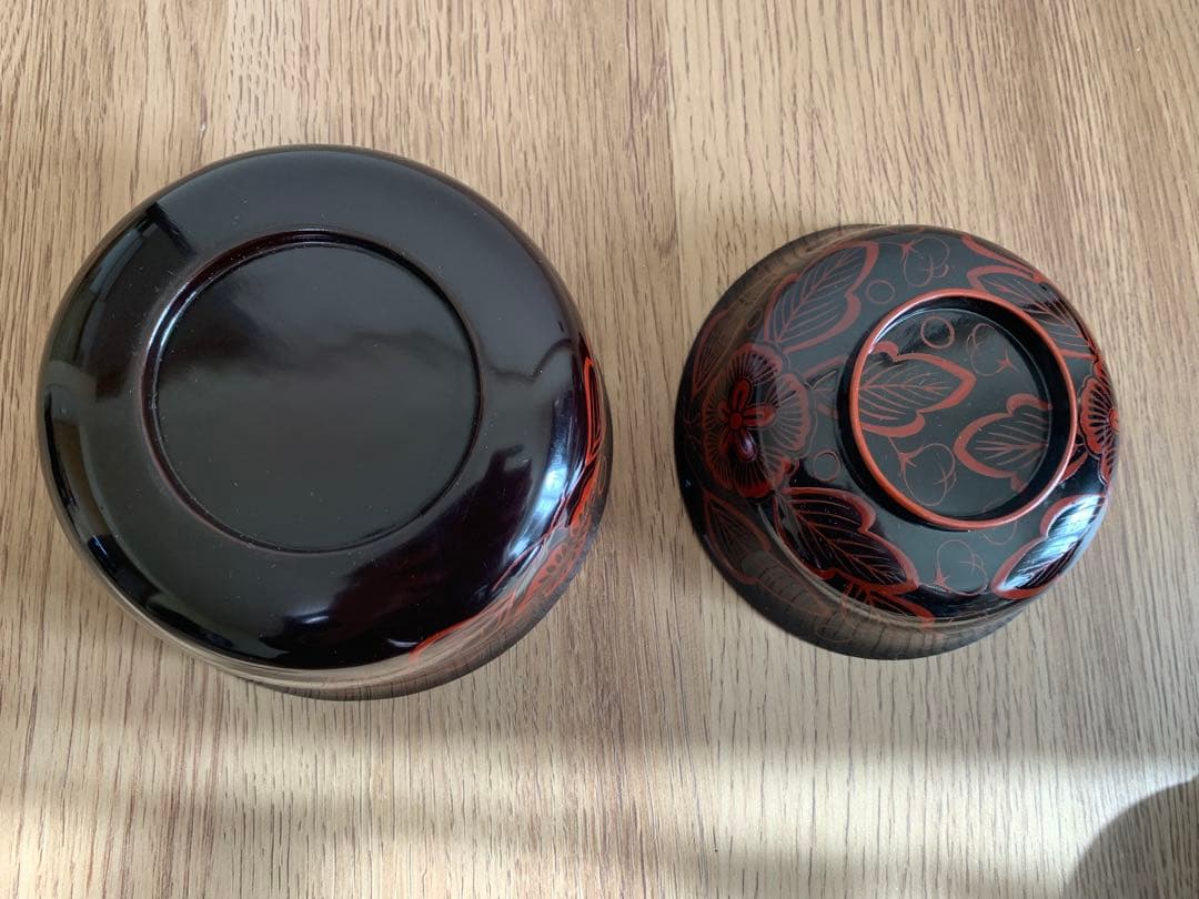 吉野塗 時代物 木芙蓉文のお椀3客 検懐石道具吉野塗 飯碗 吸物