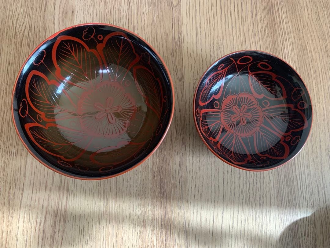 吉野塗　時代物　木芙蓉文のお椀3客　検懐石道具吉野塗　飯碗　吸物椀　珍品　蓋皿