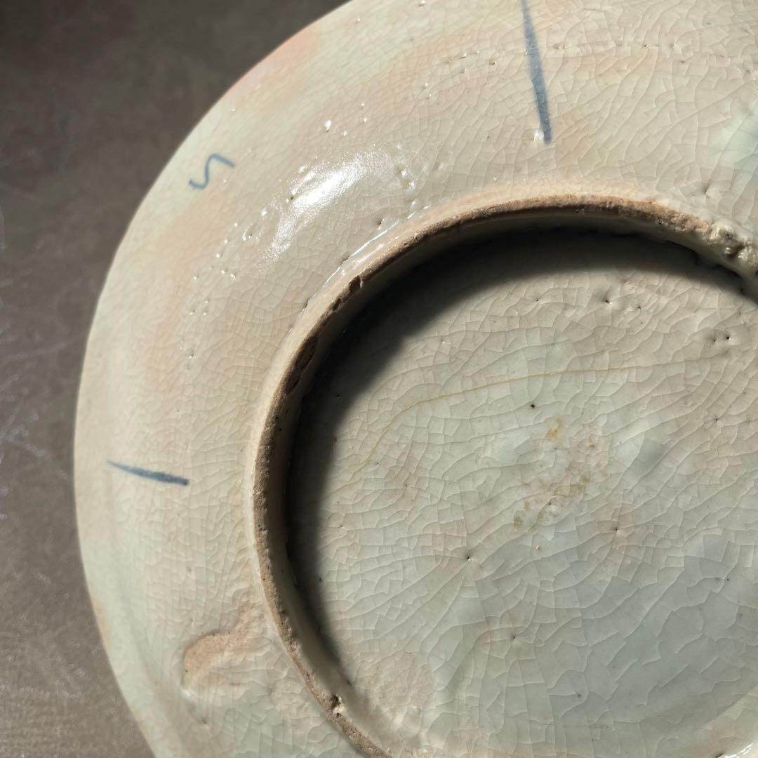 初期伊万里芙蓉手花鳥文皿七皿 江戸時代 骨董 アンティーク 肥前磁器 古