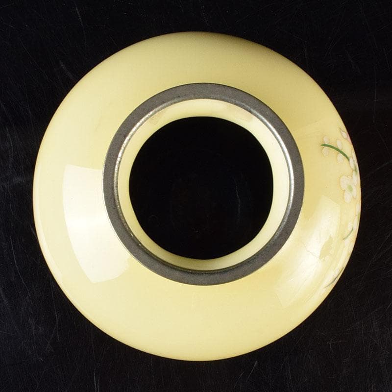 七宝焼 林武生作 黄地 四君子文 花瓶 共箱 M R9341H