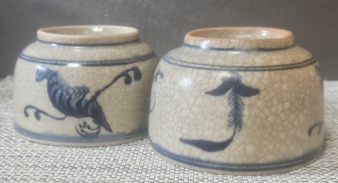 名品❗】17〜18世紀 中国古陶磁器 南方系 古安南 安南染付 茶碗 向付2