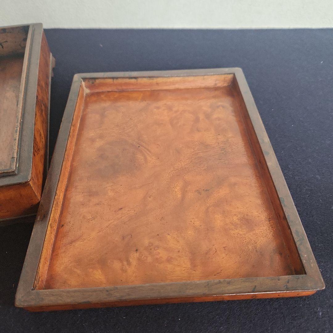 江戸指物‥玉杢‥ブドウ杢‥硯箱