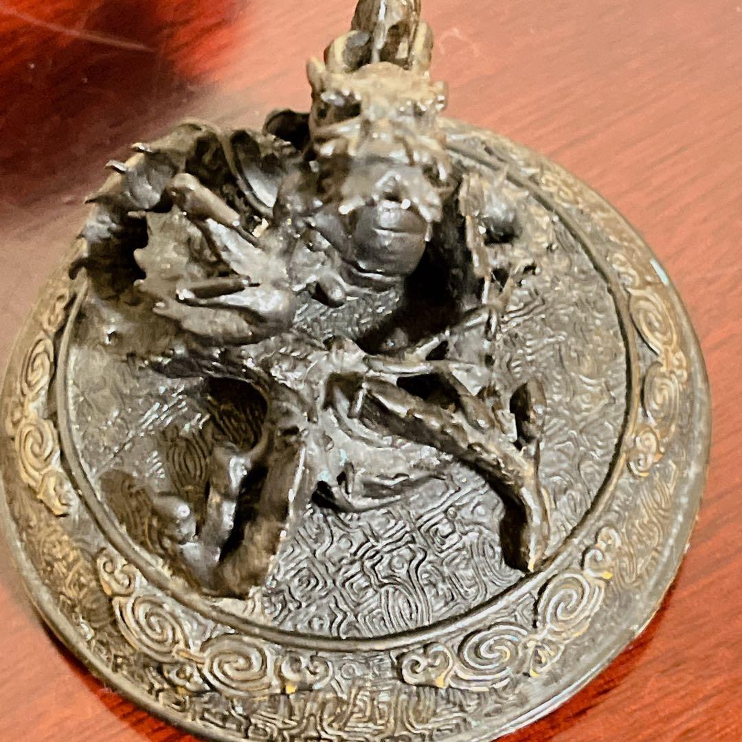極上品】高岡銅器 龍彫刻 香炉 青銅製 三つ足 縁起物 伝統工芸 10