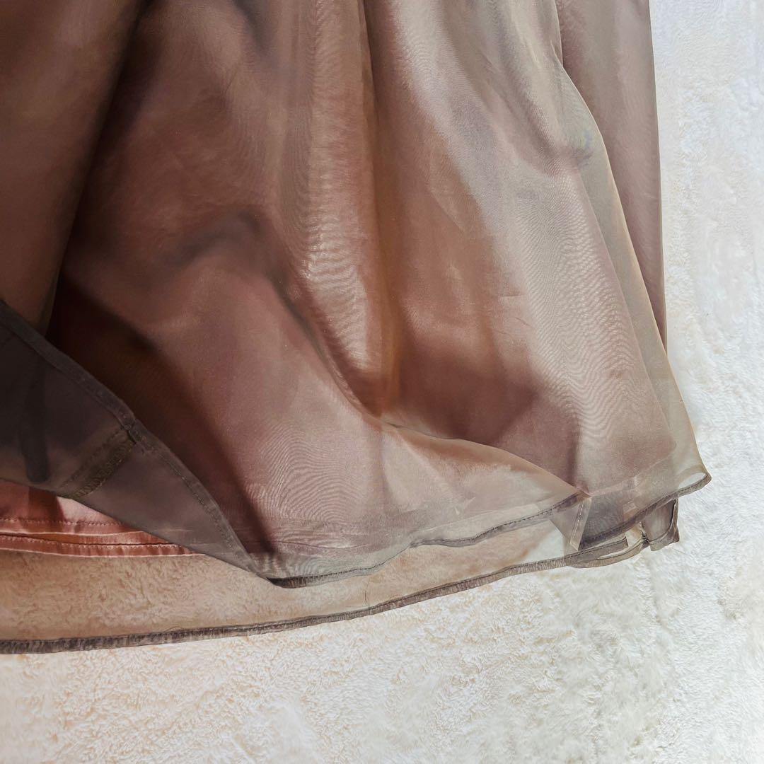 美品☆AIMER エメ ブラウン/ゴールド ノースリーブドレス チュール