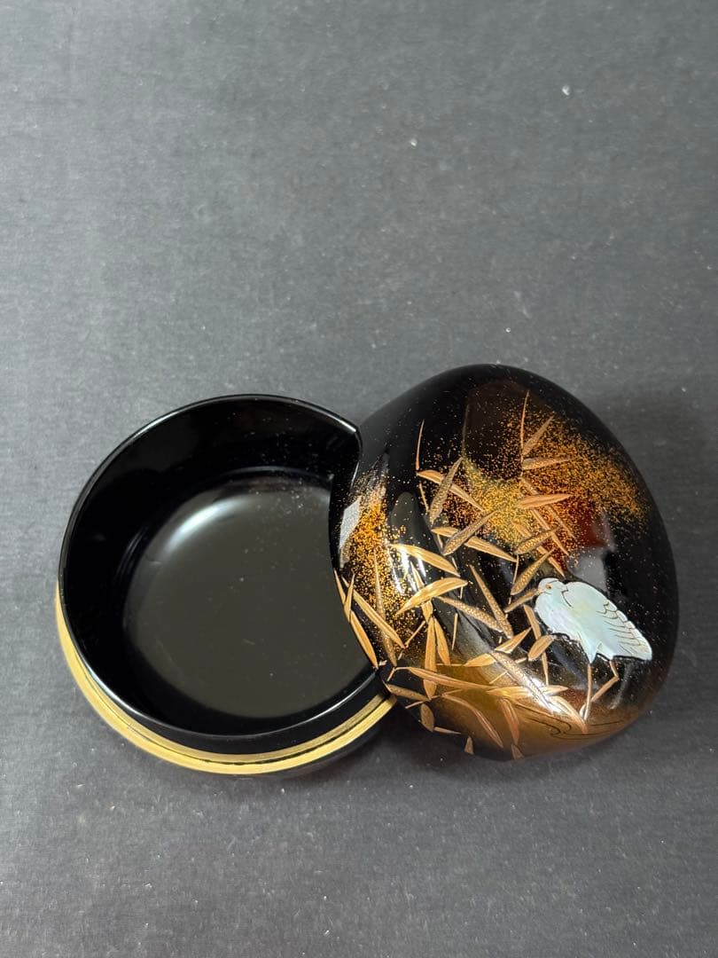 G30 送料無料 白鷺蒔絵 平棗 坂下廣作 茶道具 茶室 共箱 金彩蒔絵