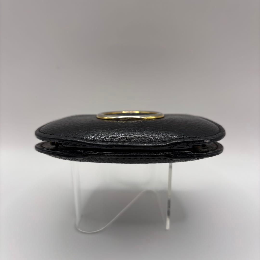 VERSACE　ケース　がま口　ブラック　レザー　メデューサ　ゴールド