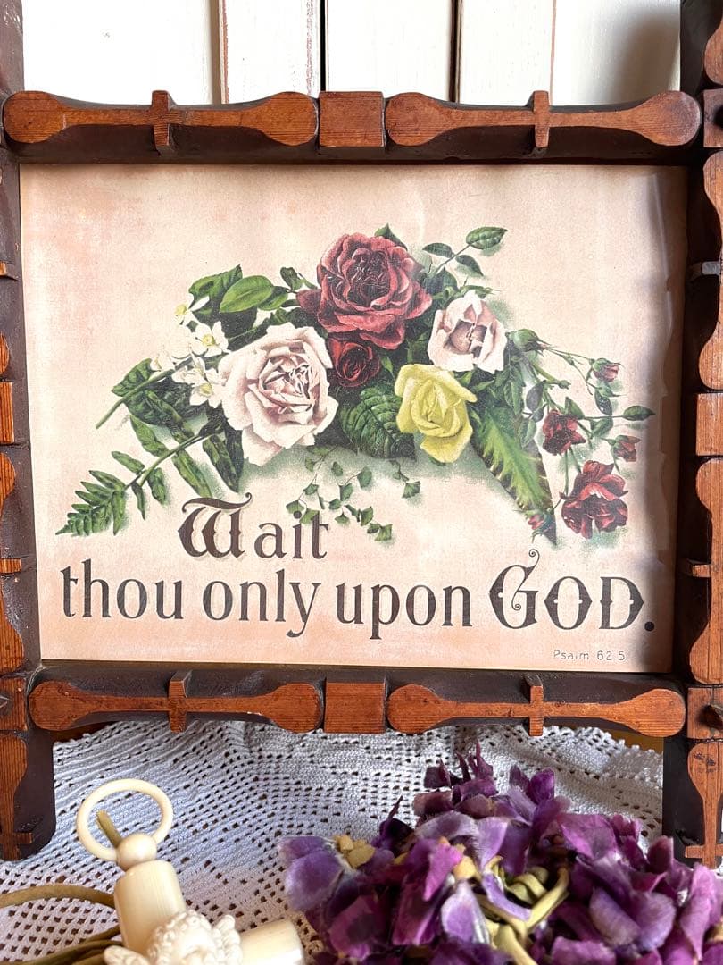 ♡アンティーク ピクチャーフレーム ローズ キリスト マリア ミセル