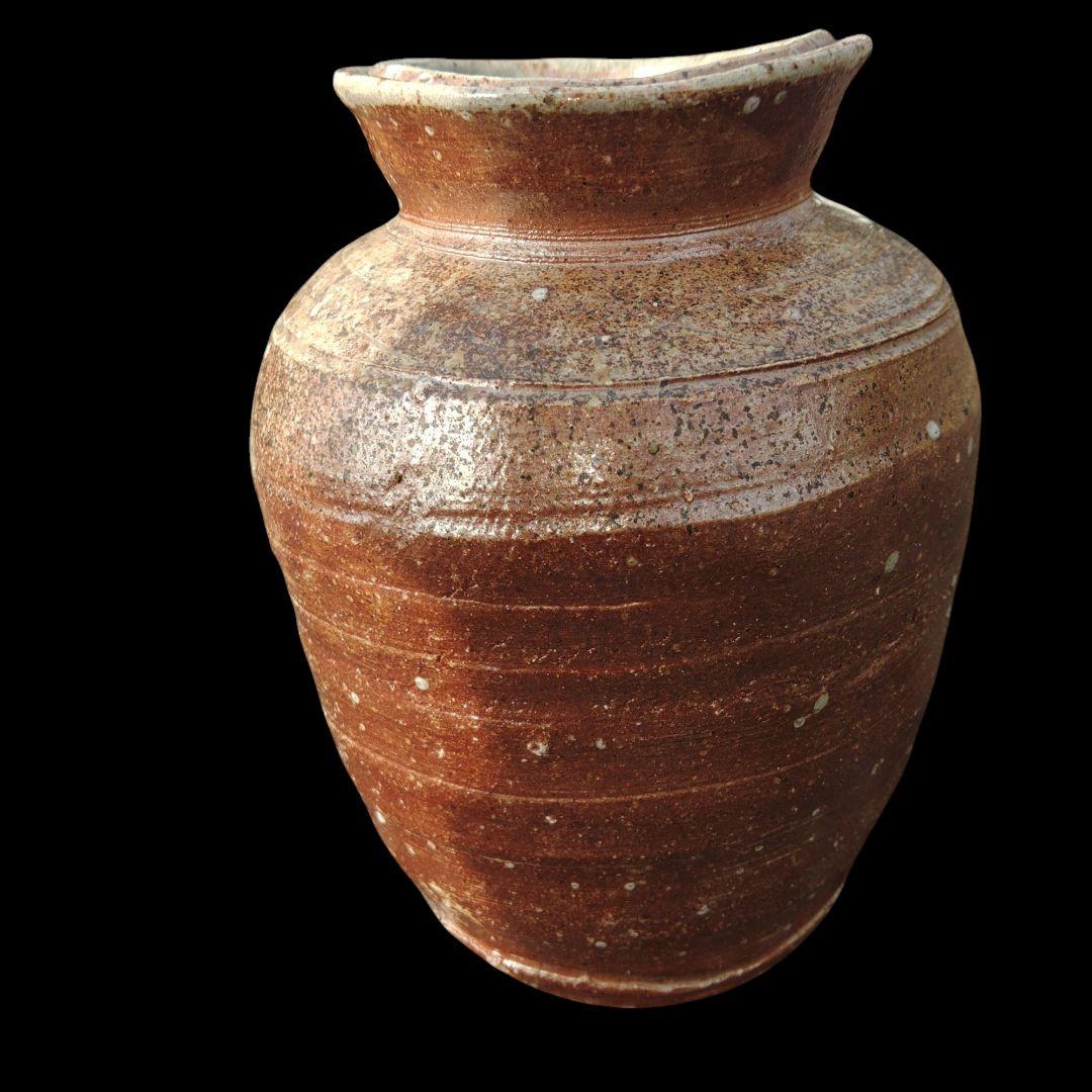 古信楽焼 踞壺 茶壺 窯変灰被り