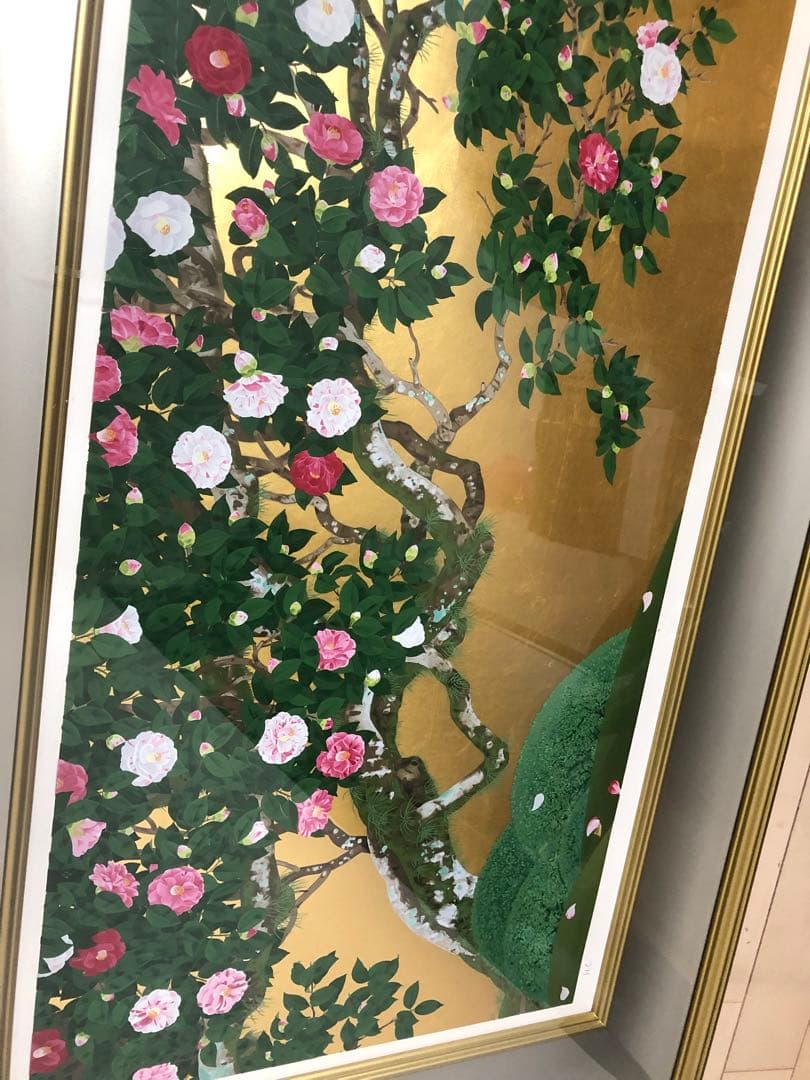 日本画家森田りえ子大型！版画柊野五色椿Japanシルクスクリーン限定