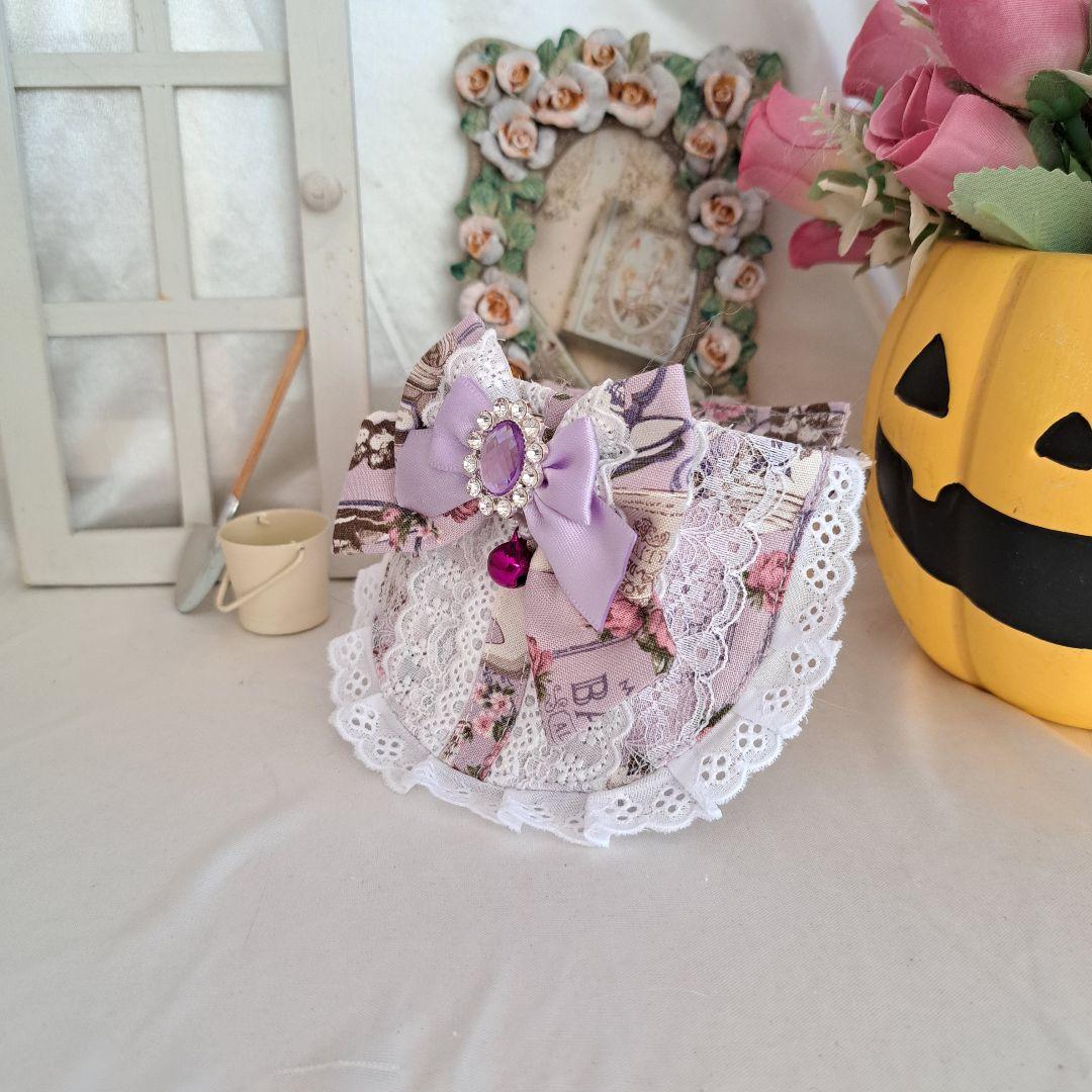 幅広シュシュ、ハロウィン限定、スイートロリータ(ブルー)わんちゃん猫