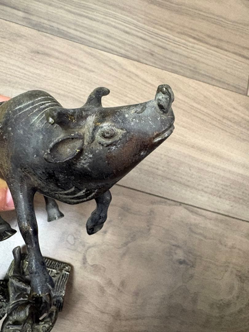 牛 翁 置物 香炉 牛に乗った翁 金属工芸 飾り 置物 骨董 古銅製