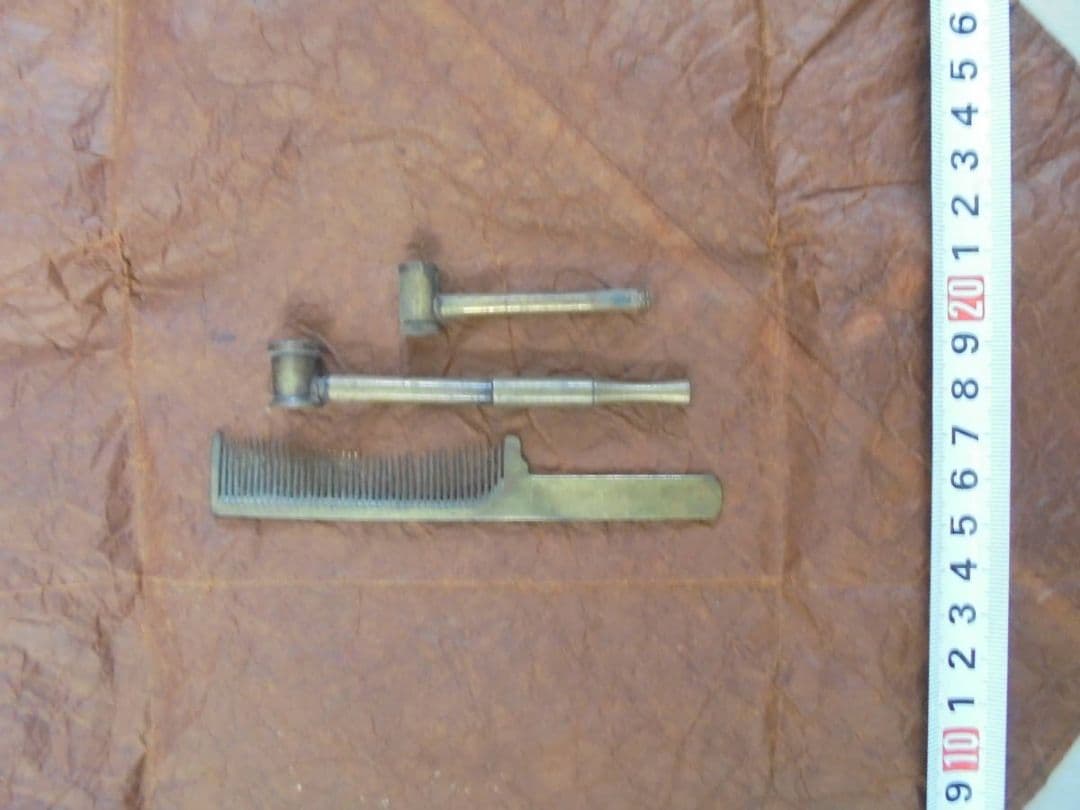 AKa6145 古銅 煙管 櫛 セット コレクション