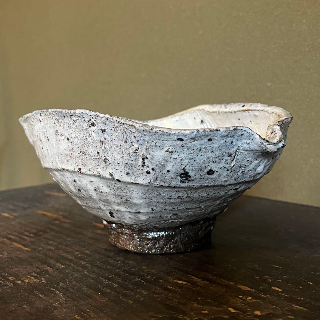 中川自然坊　粉引唐津擂鉢　共箱・栞（検:森岡成好　中里隆　水谷渉）