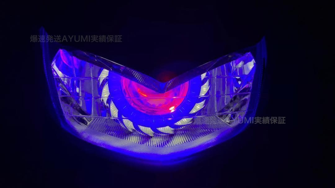 アドレスv125G 虹赤イカリングヘッドライト！完全取り付けサポート付き