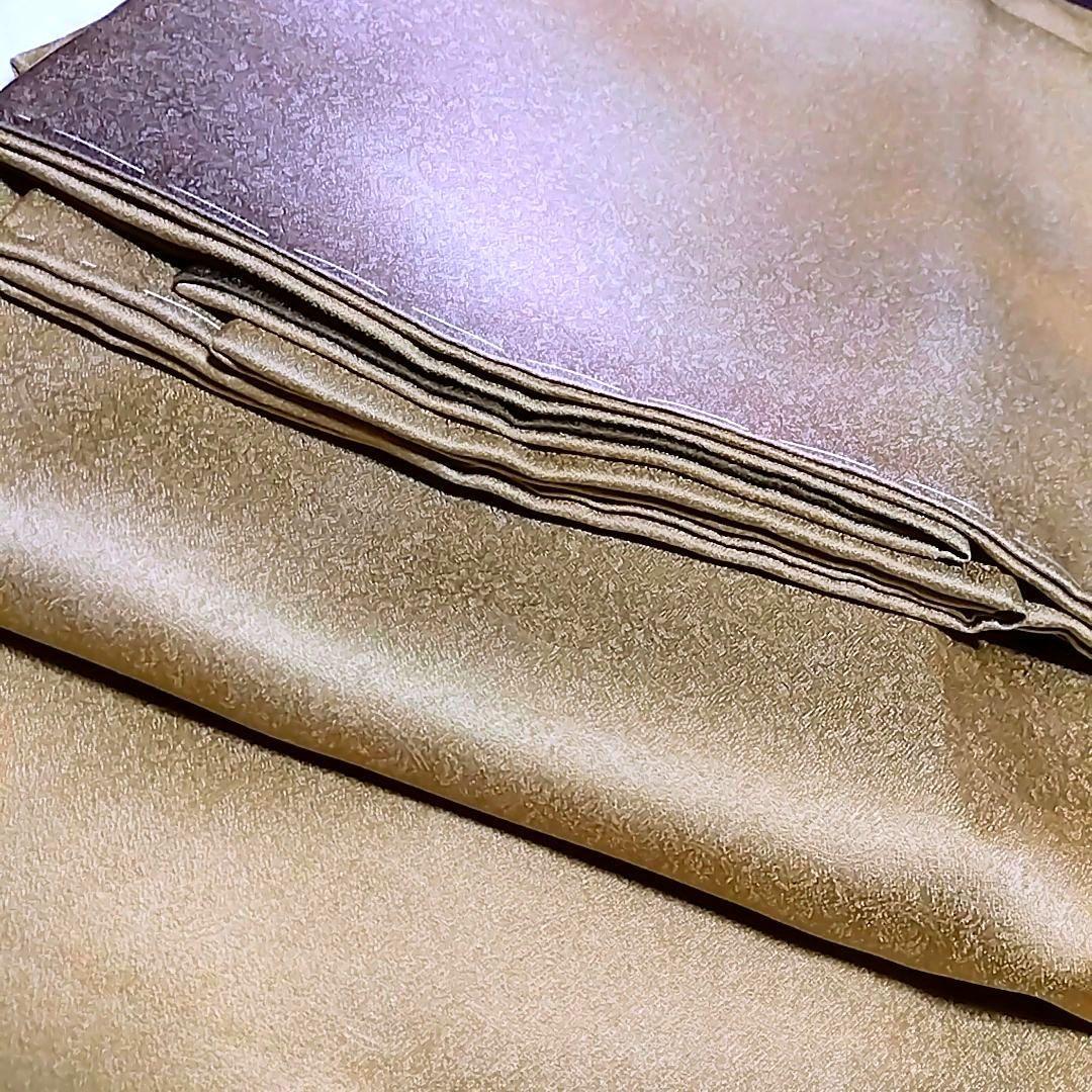 風神雷神 付け下げ 付下げ 地紋 袋帯 セットじゅらく 帝王紫 辛子色