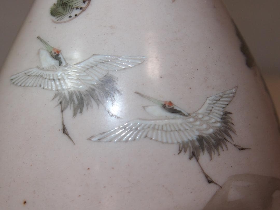 骨董・良品】明治期 九谷焼 於九谷/久香堂 大徳利 10客 山水鶴松