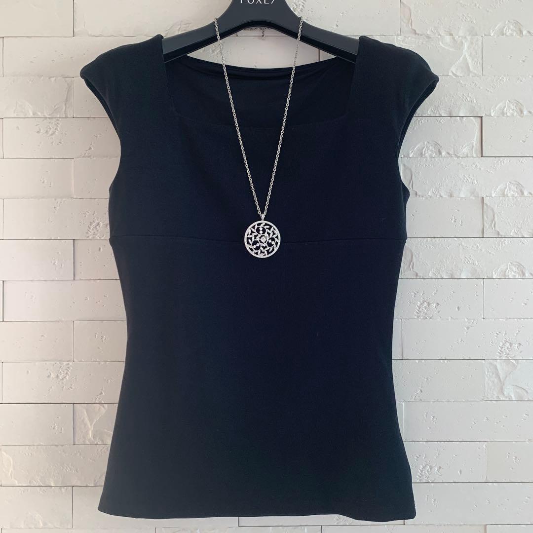 ★美品★FOXEY/フォクシータンクトップ 小顔タンク ストレッチリブ38